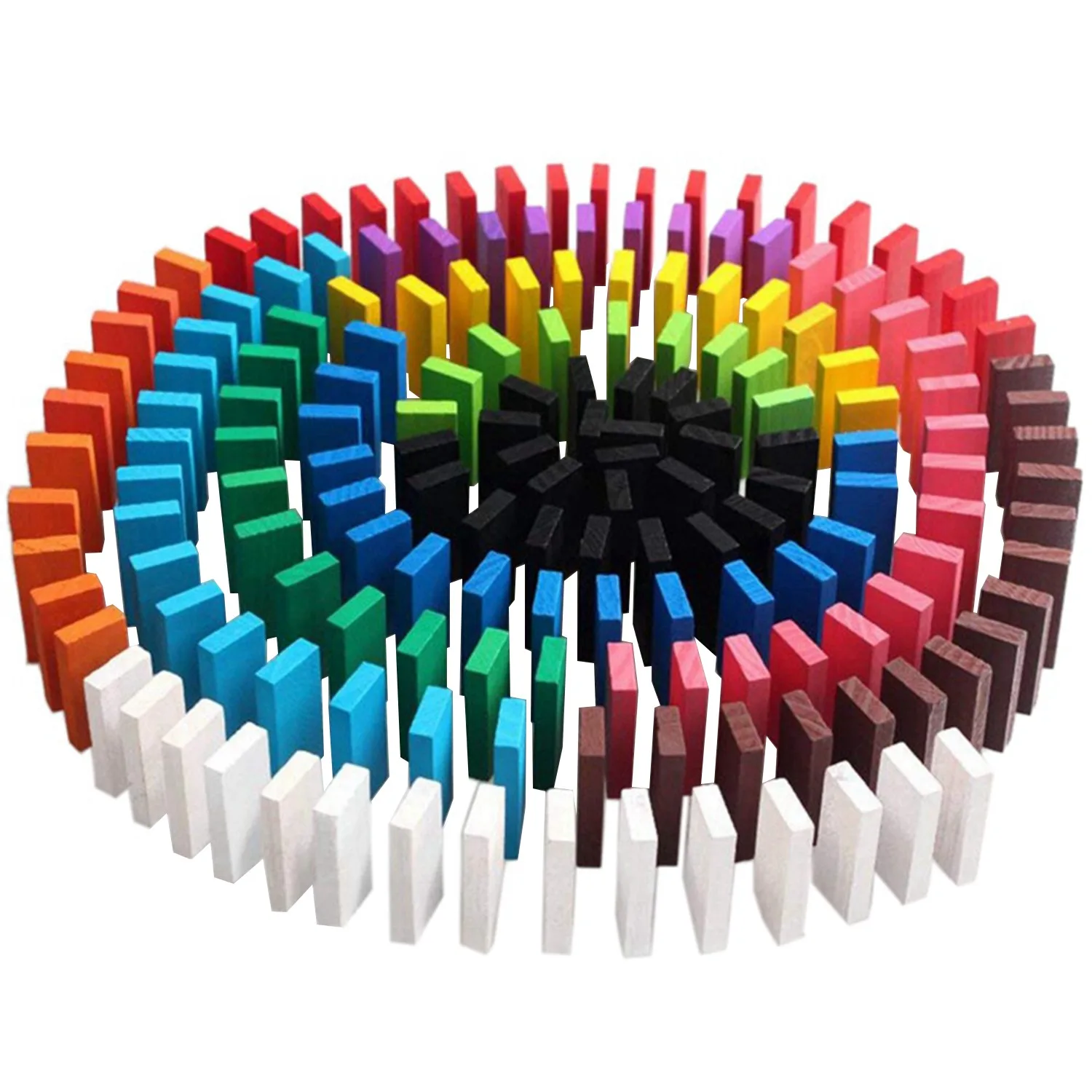 BAAA-Domino Blocks Set Colored Dominoes Kids Toys Educational Toys Wooden Domino Set for Children Gift