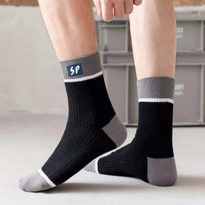 5 Pairs Men  Socks High Quality Polyester Crew Breathable Deodorant Business Tube Sports Ankle Socks Autumn Spring Casual