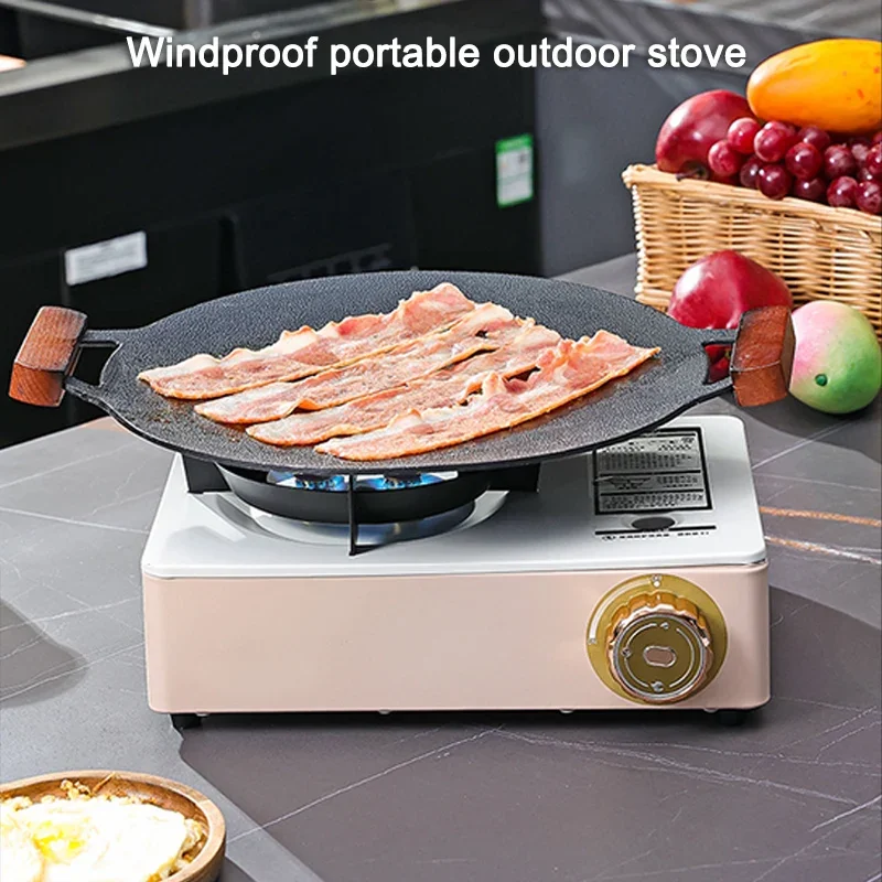 Equipment Gas Stove Dual Use Stainless Steel Strong Fire Burner Windproof Outdoor Gas Stove Portable Mini Cassette Stove Camping