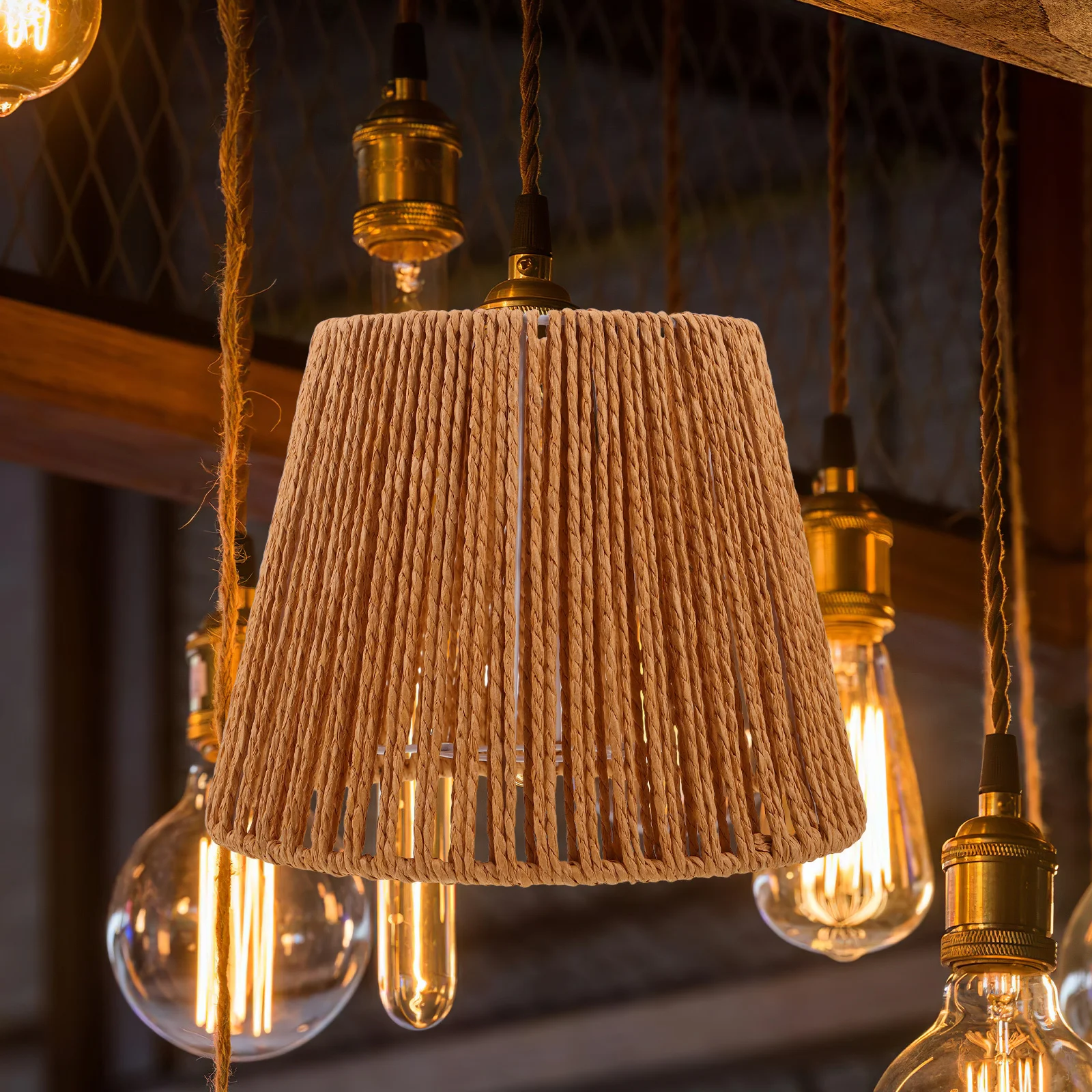 

Pendant Light Shade Handmade Woven Lamp Cover for Living Room Bedroom Home Decor Natural Fiber Lighting Fixture