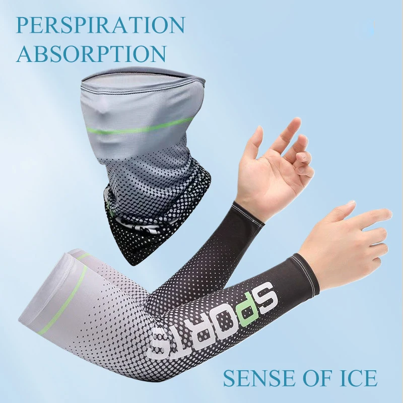

Sunscreen Ice Silk Sleeve Uv Sun Protection Cooling Anti-slip Arm Sleeves Stretchable Breathable Outdoor Sport Cycling Sleeves