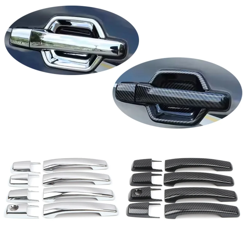 4 or 8 or 12 Pieces Door Handle Bowl Cover for Pajero V70 V80 V90 Chrome or Carbon Exterior Decorative Stickers