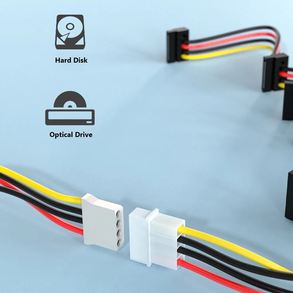 Cable divisor de fuente de alimentación de disco duro SATA 3,5/2,5 pulgadas 1 a 5 Cable divisor de alimentación de disco duro SATA 18AWG