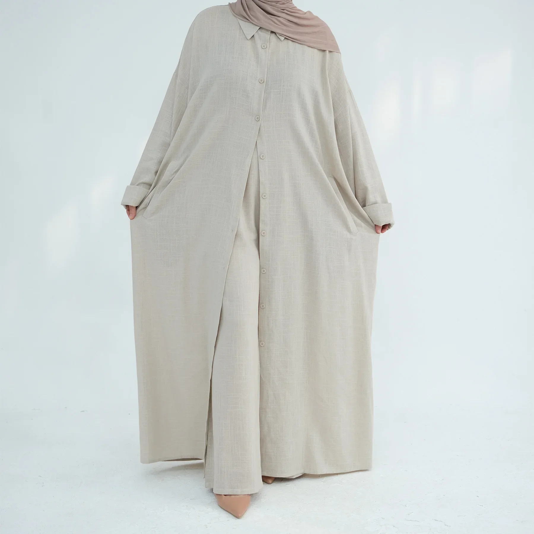 2026 New Abayas Women Abaya Pants 2 Piece Set Muslim Modest Abaya Suit Dubai Outfits Kaftan Kebaya Ramadan Turkey Islam Clothing