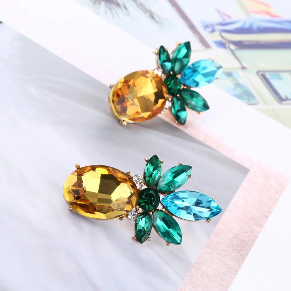 

1 Pair Women Personality Pineapple Shaped Crystal- inlaid Earrings Accessories with Diamond Jewelry Decor (As Shown)