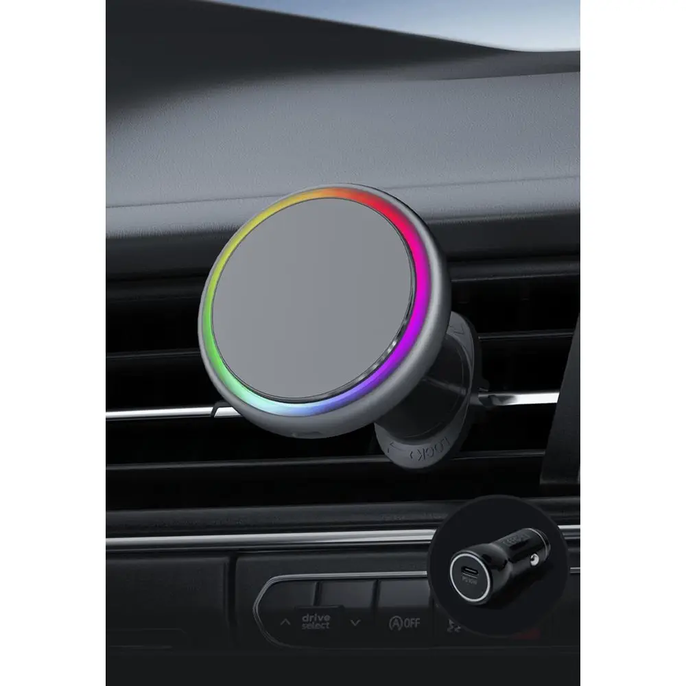 

Сертифицированное автомобильное крепление 15W, совместимое с MagSafe, с креплением на воздуховод и адаптером 15W в комплекте, совместимо с iPhone 16/15/14/13/12