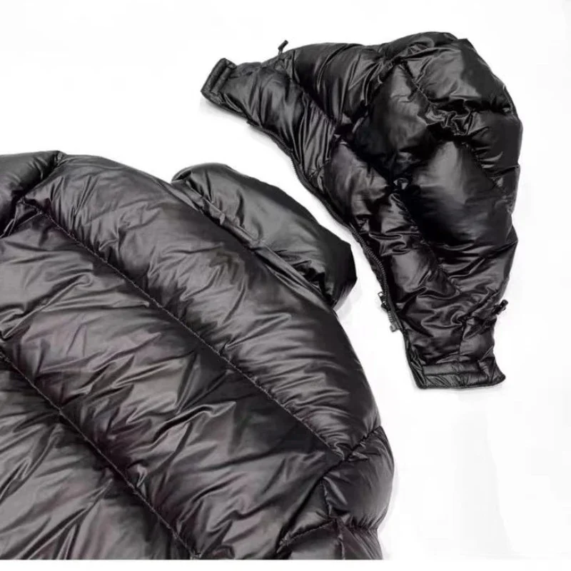 Casaco térmico à prova de vento para mulheres, jaqueta grossa Goose Puffer, branco preto dourado, tamanho solto, novo, inverno, 2024