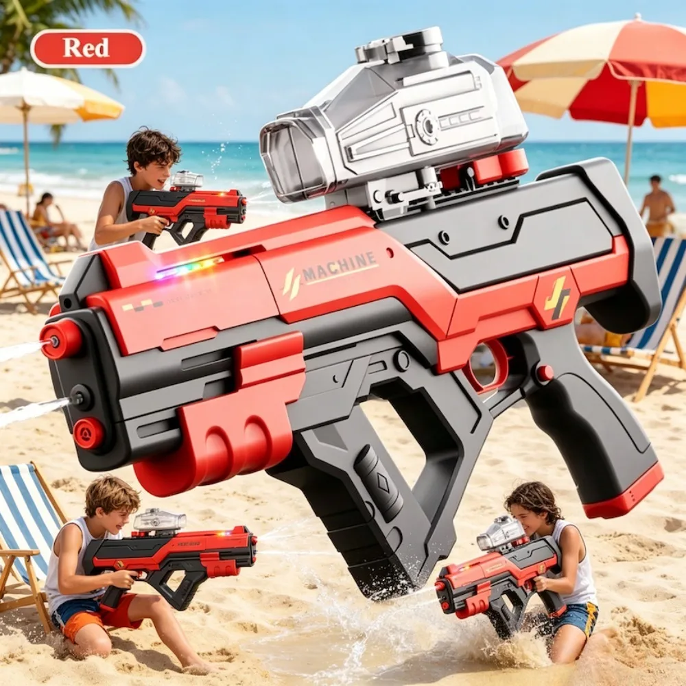 

Electric Water Toy Gun with Colorful Light Effects, Summer Party Backyard Beach Shooting Game for Teens Adults