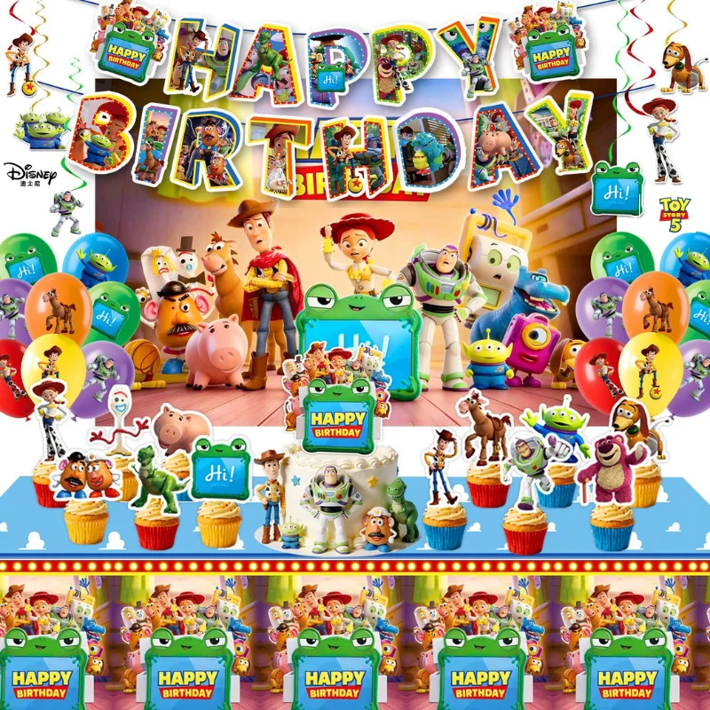 2026 Toy Story 5 Themenparty-Zubehör-Set Geburtstagsparty DIY-Dekorationsset Banner Ballons Tortendekoration Dekorationszubehör Geschenke