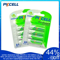 PKCELL-batería recargable AA de 8 piezas, pila LSD precargada de 2200mAh, 1,2 V, NIMH, 2A, 2 unidades