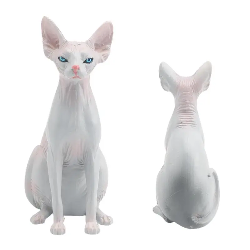 Mini Sphinx Cat Figure Miniature Hairless Cat Model Sphynx Statue 3.74*3.54*1.57in Vivid Sphinx Cat Animal Figure For Home