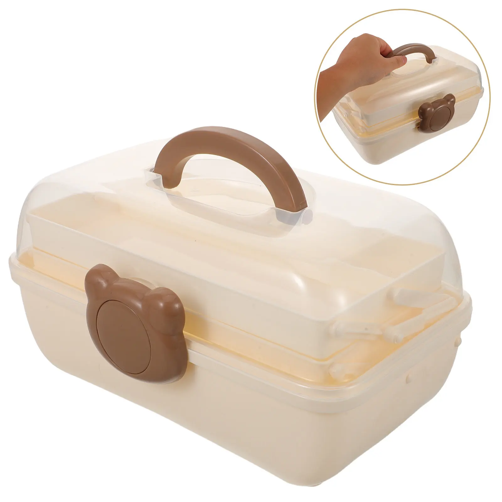 

Трехслойный органайзер для аксессуаров для волос, компактный складной контейнер для хранения украшений и рукоделия, прозрачный, удобный для путешествий дизайн