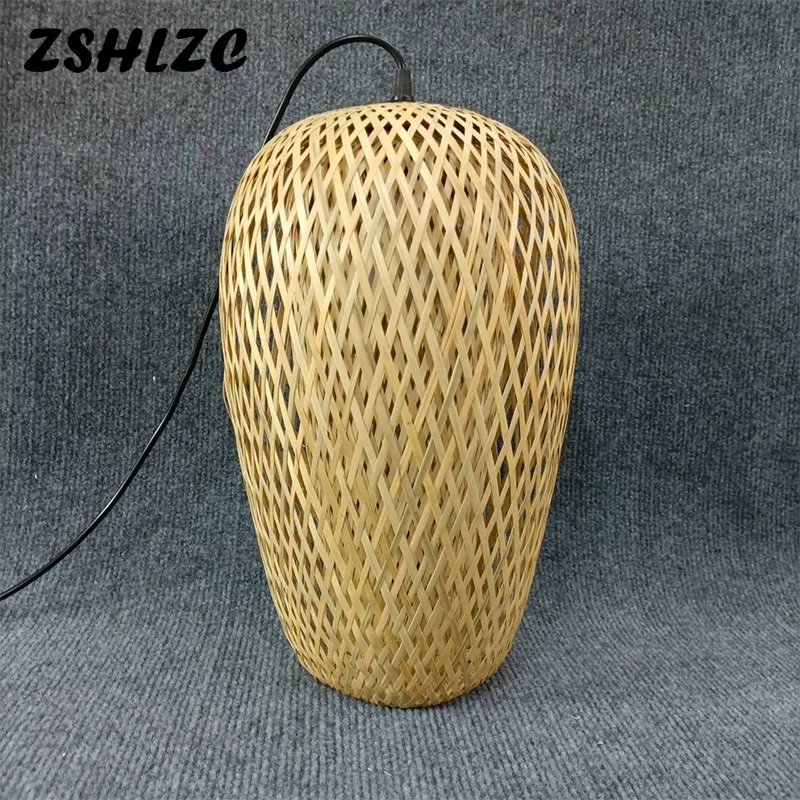 

Classical Bamboo Weaving Chandelier Hanging Lamp Handmade Pendant Light LED Rattan Woven Ceiling Fixture Home Decor Lighting E27