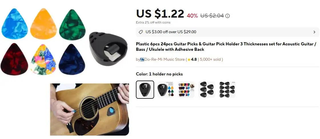 5 stücke Gitarre Picks Halter Kunststoff Stick-on Gitarre Pick Fall Elektrische Gitarre Zubehör für Bass Ukulele – Detail 1