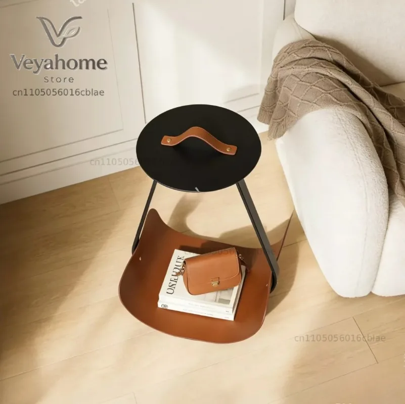 living room sofa side few minimalist light luxury saddle leather hand carry small corner few bedroom balcony shelf