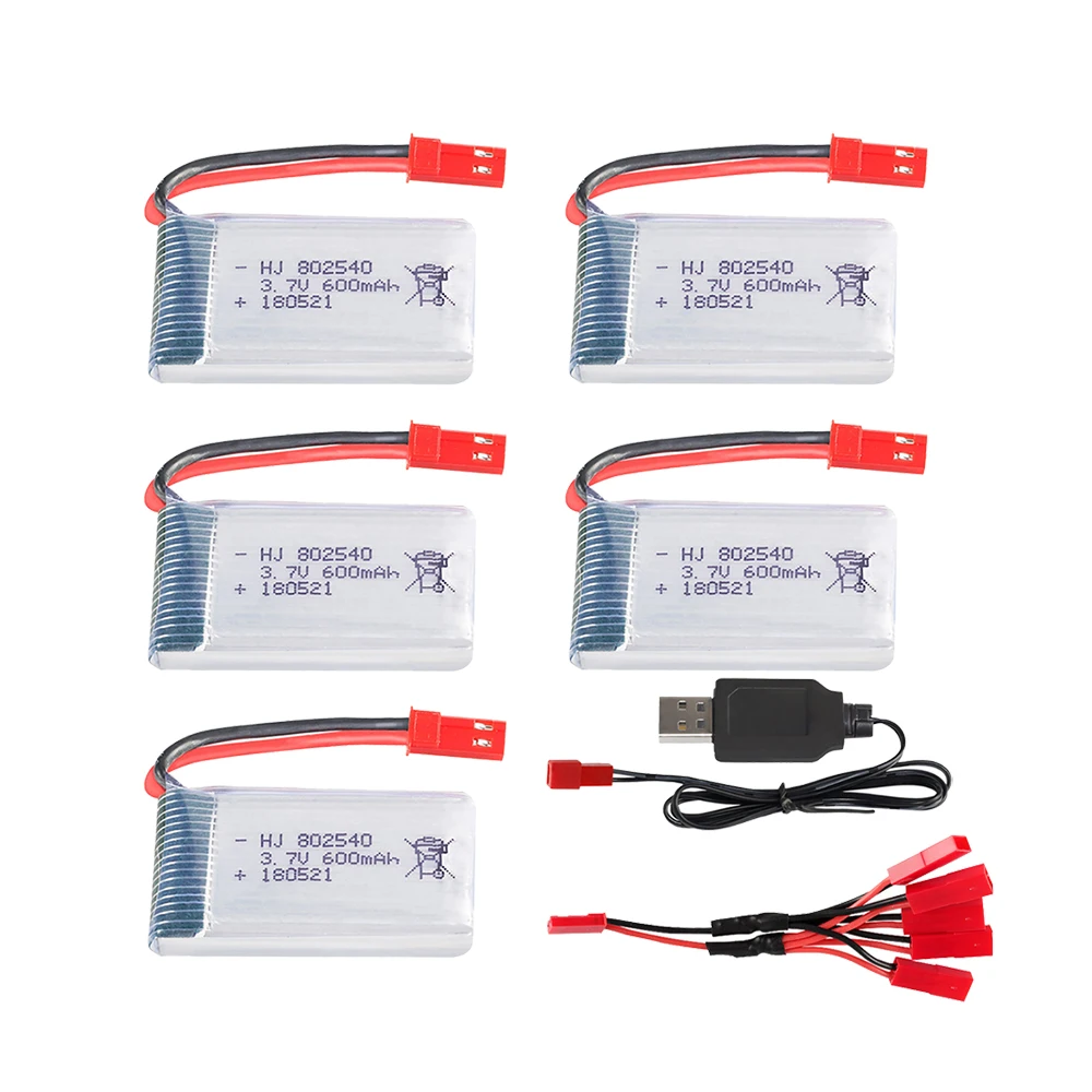 2pcs/Lot 3.7V 600mAH Lipo Battery 802540 For 509W DFD F161 RC Quadcopter Drone Spare Part 3.7v Lipo JST Plug