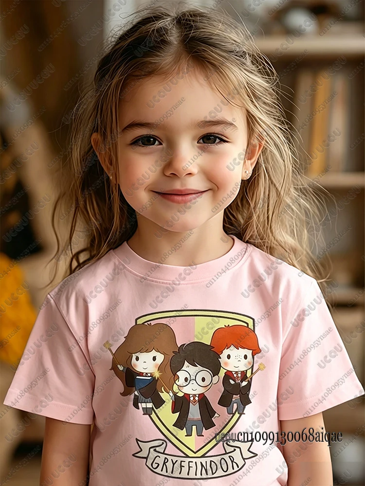 Summer Hot Sale Cartoon Harry Potter Print T-shirt For Kids Comfortable Pure Cotton Sports Tshirts Boys Girls Gifts Kids Clothes