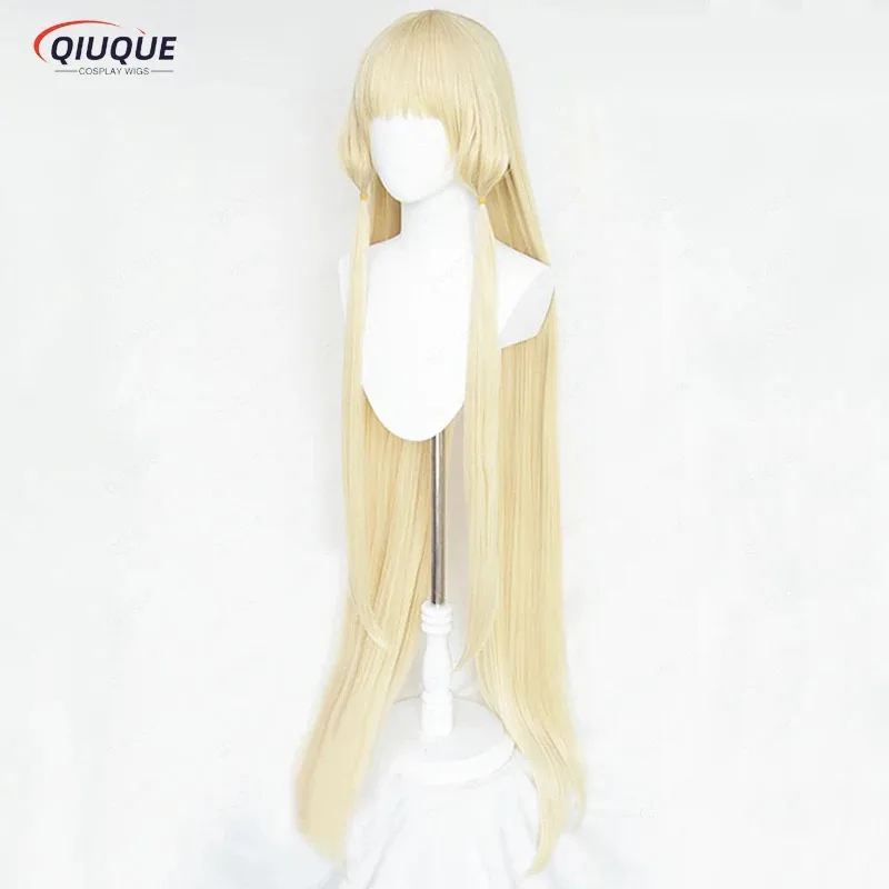 2025년형 51인치(130cm) 롱 밀크 골든 쇼비츠 치이 금발 코스프레 소품 귀 내열성 가발 + W