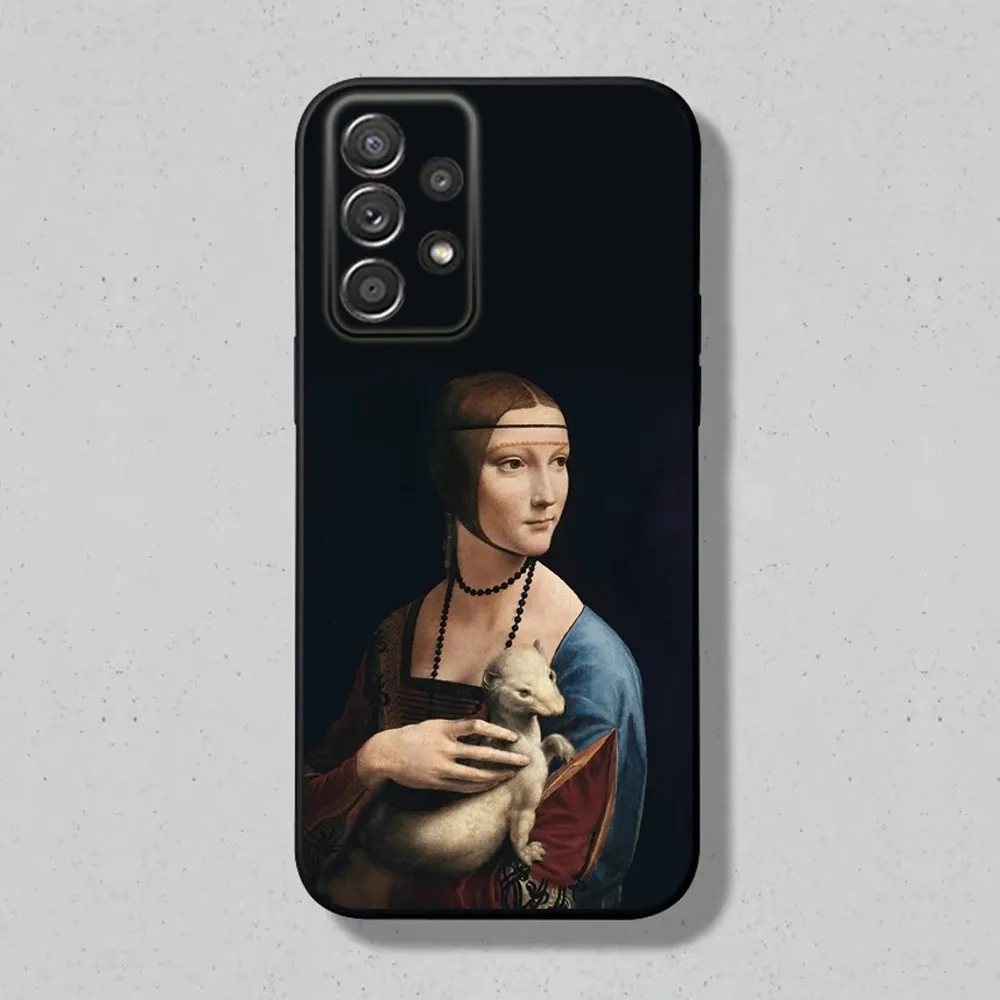 M-Mona Lisa Da V-Vinci Phone Case For Samsung S24,S23,S22,S21,S20,S10,S10E,S9 Plus FE Note 20 Plus Soft Black Cover Shell