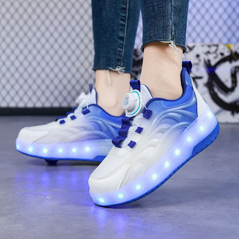 Scarpe da Skate a rotelle con luce a Led per bambini a due ruote per bambini ragazzi ragazze incandescente sport Sneakers luminose Skateboard