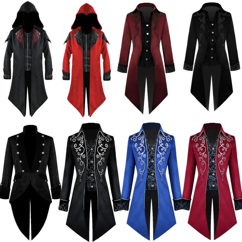 

Хэллоуин Средневековый Фрак Принца Готический Панк Мужское Длинное Пальто Ренессанс Фестиваль Пар Косплей Костюм Полиэфирное Волокно