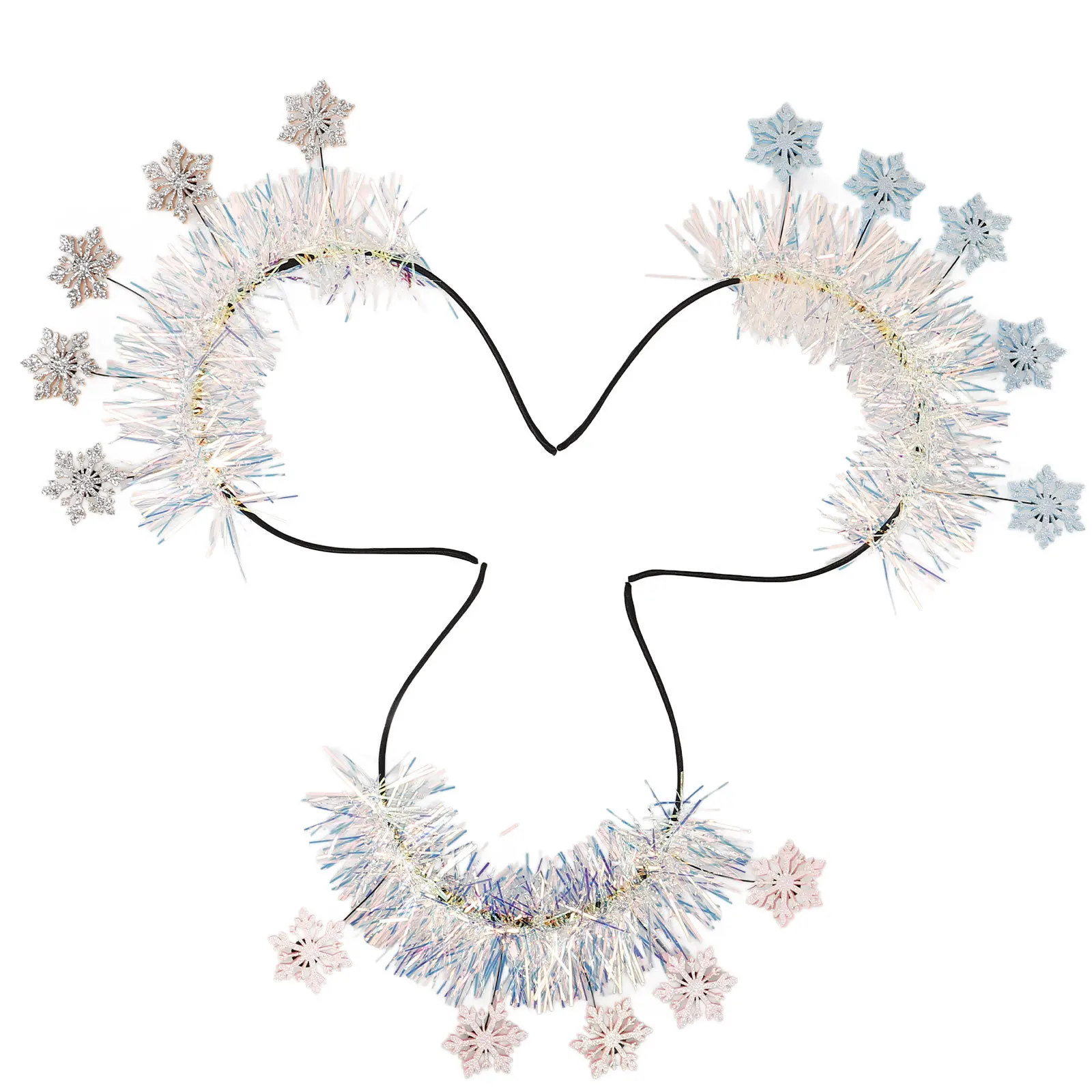 

3Pcs Christmas Style Headband Snowflake Hairband for Festive Party Decoration Xmas Wear Cute Sparkly Hair Accessory for Women