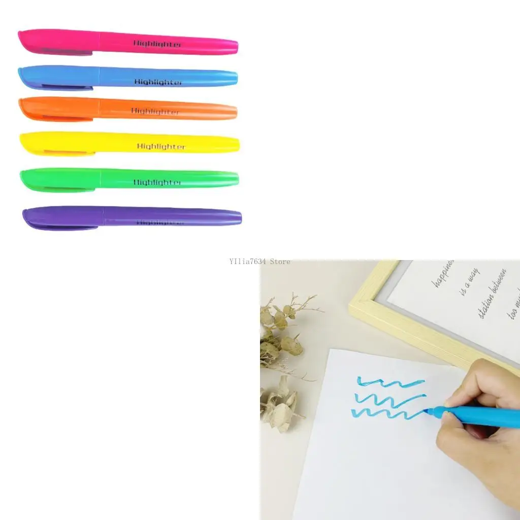 

6pcs heartligher маркер быстро сухой эргономичный ручка.