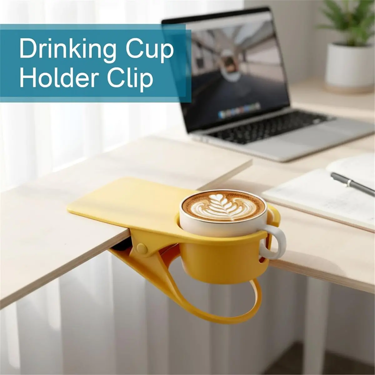 giftnew 4Pcs Drinking Cup Holder Clip for Desk, Secure Beverage Holder for Water, Soda, Coffee Mug, Phone & More