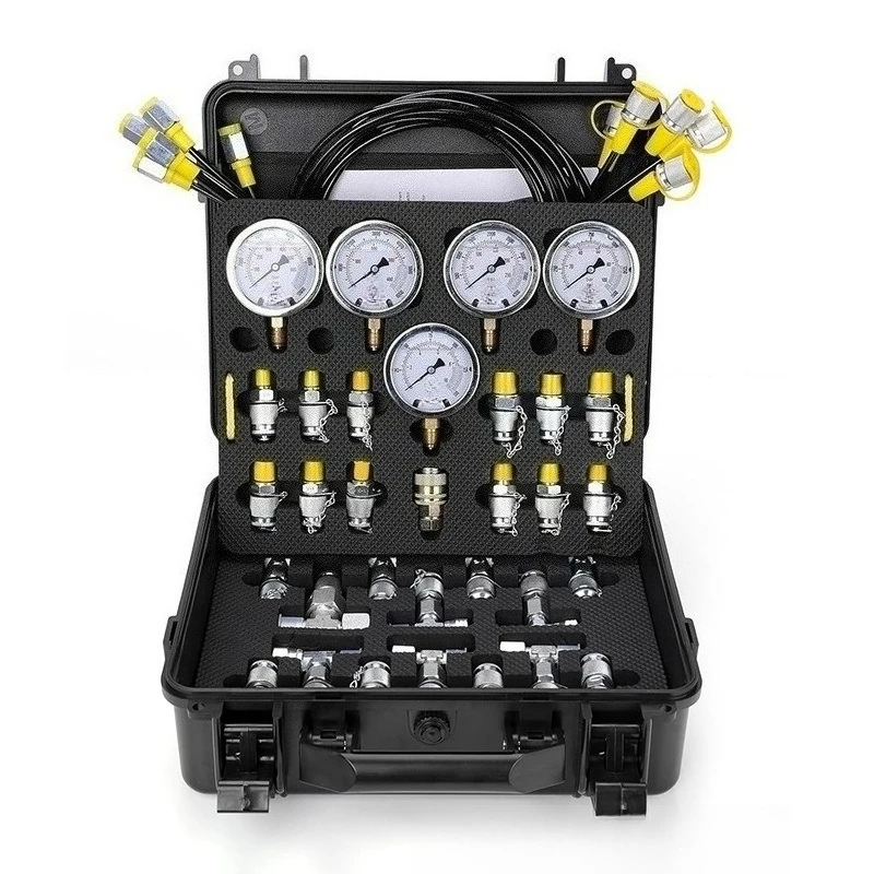 For Excavator Measuring Pressure Gauge, Combination Tool Kit, Mechanical Equipment Maintenance Shock-resistant Hydraulic Gauge