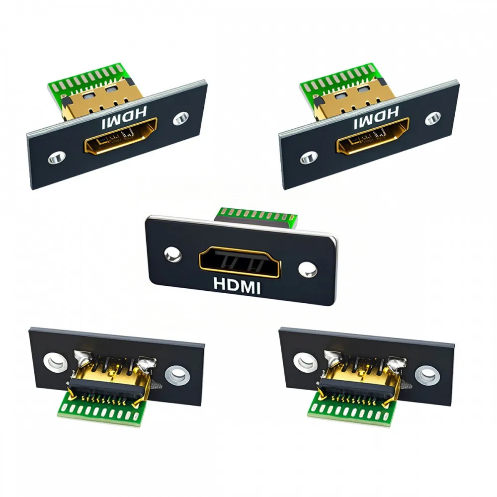 5Pcs HDMI Connector HDMI Female Jack 19Pin Type-A 8K with Panel Mount For PCB Soldering DIY Repair Adapte