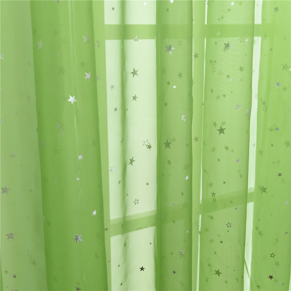 

1pcs Sheer Curtains 100X200Cm Star Pattern Window Tulle For Bedroom Living Room Kids Room Silver Foil Glitter Design Light