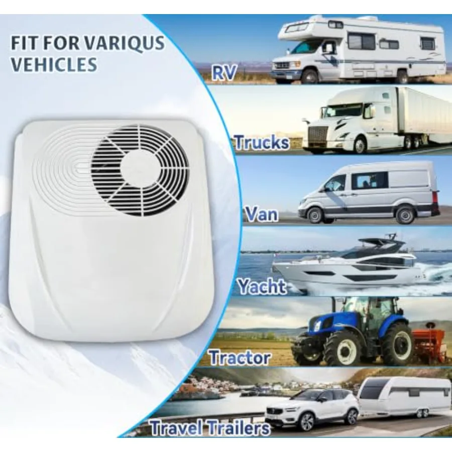 RV rooftop air conditioner for vans, trucks, trailers, boats: 12V DC unit, 10000 BTU cooling/ 3500 BTU heating, aluminum housin view 6