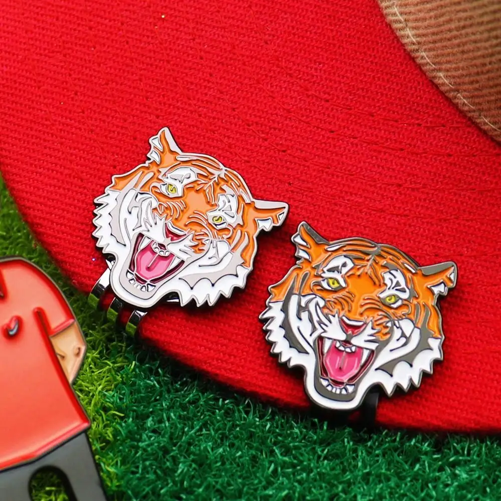 Removable Tiger Golf Ball Marker Hat Clip Lightweight Portable Golf Ball Marker Alloy Golf Training Magnetic Hat Clip Golf Belt