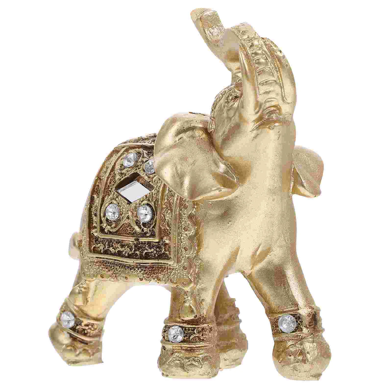 Elephant Sculpture Gold Desktop Elephant Desktop Elephant Statueation Figurines Statue Animal Shui Feng Statute Buddah