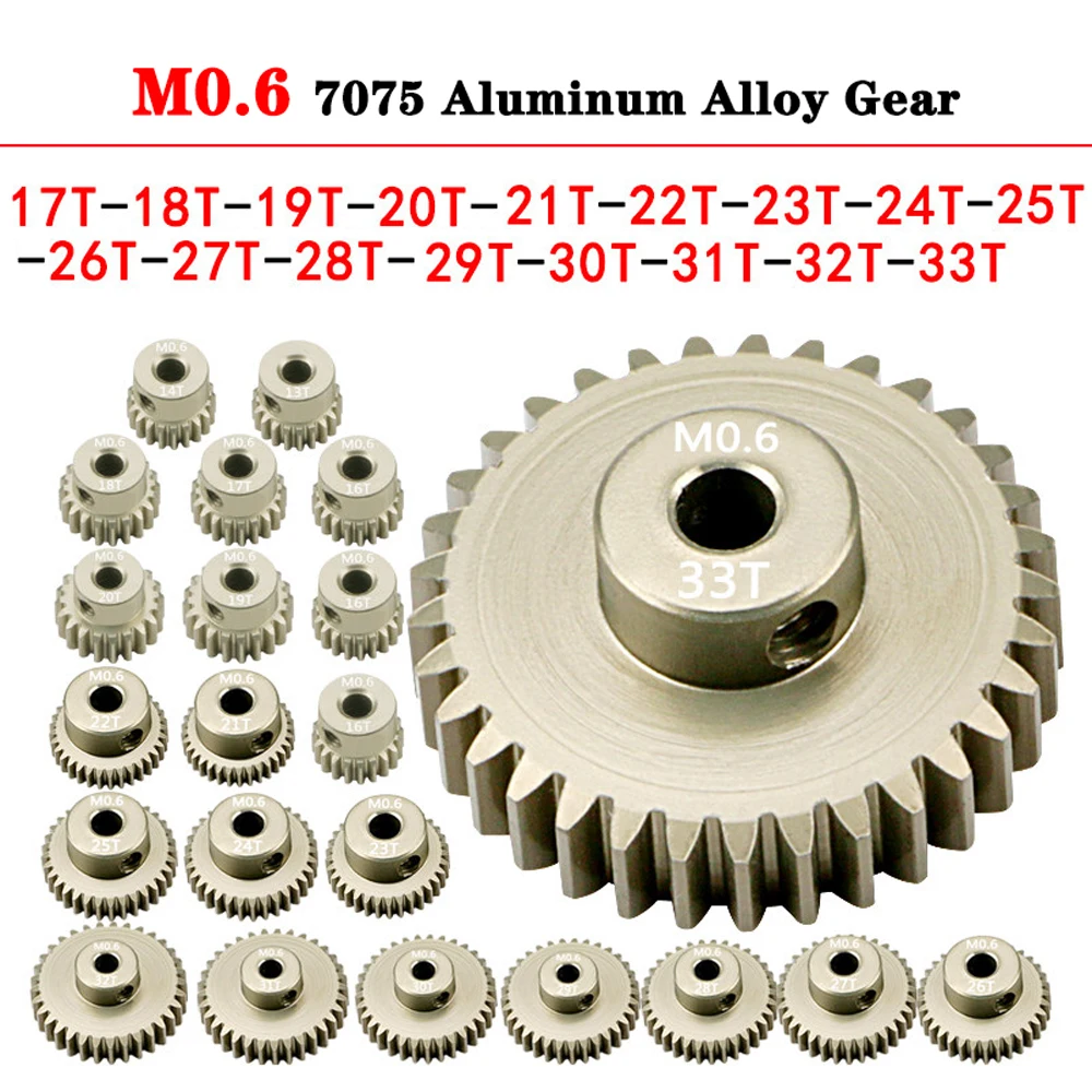 0.6M 17T 18T 19T 20T 21T 22T 23T 24T 25T 26T-30T 31T-33T Metal Pinion Motor Gear for 1/10 RC Car Brushless Motor Parts 3.175mm