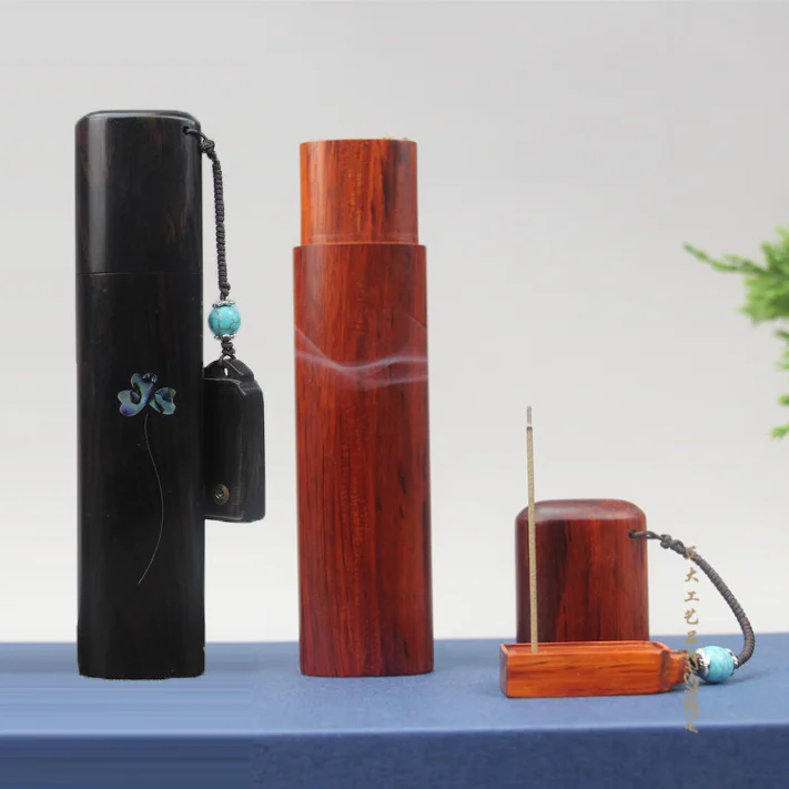 Ebony Wood Incense Storage Box for 10cm Sandalwood Incense Sticks about 10g Cultural and Creative Incense Bucket Arts and Crafts