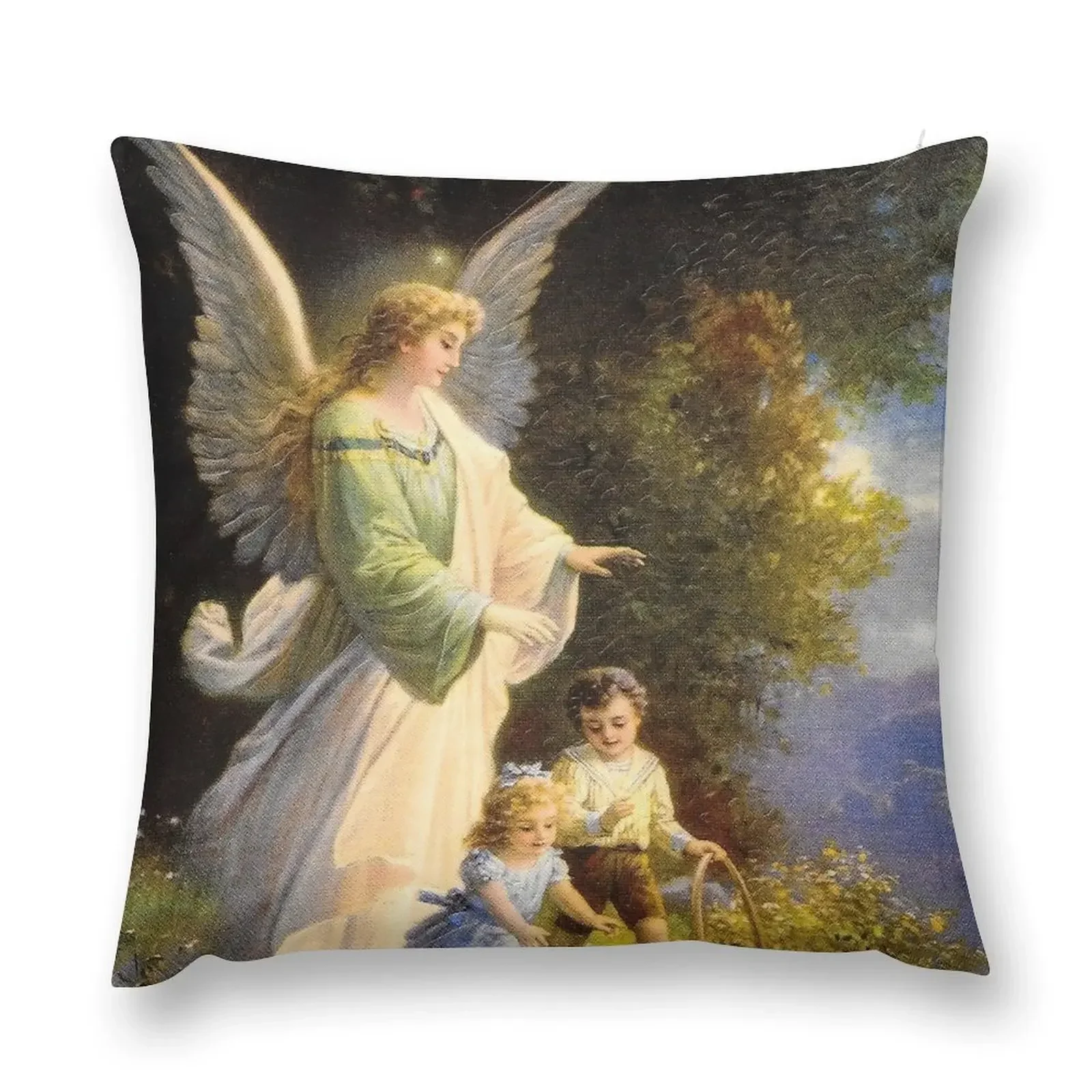 

Vintage Guardian Angel Throw Pillow Pillowcase Cushion Custom Cushion Photo pillow