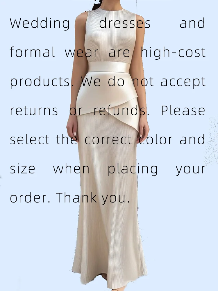 Classic O-Neck Ruched Sleeveless Straight Formal Evening Dresses Birthday Party Prom Gowns Customized