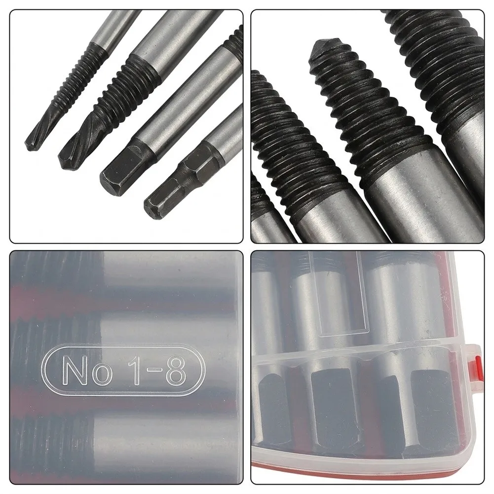 8pcs Screw Extractor Drill Bit Set Damaged Screws Remover Extractor Woodworking Tools Broken Bolt Water Pipe Extractor Removal