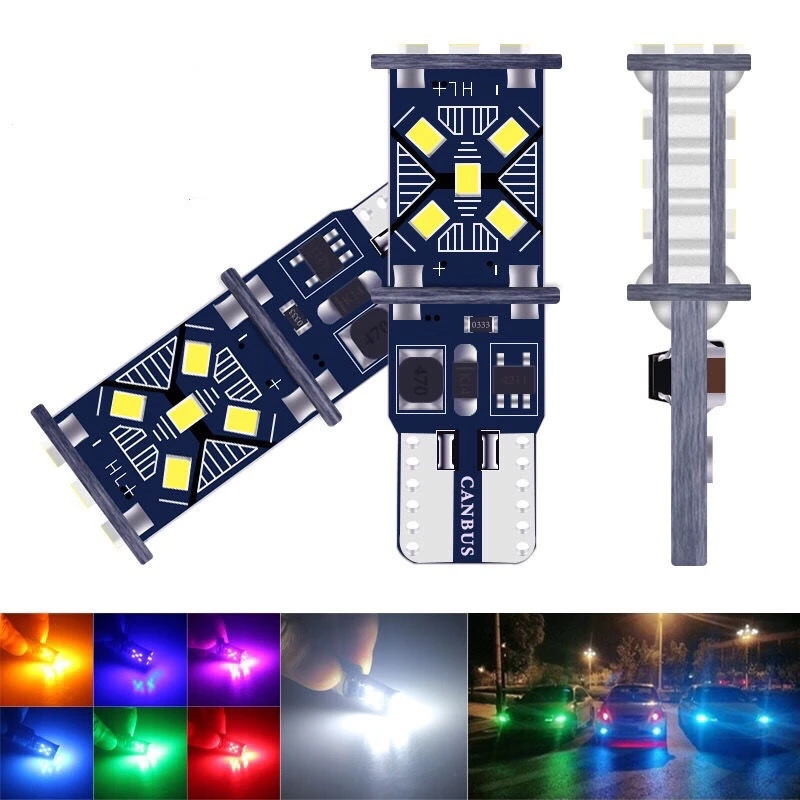 

2PCS T10 W5W LED Car Parking Lights 2016 15SMD 168 194 Bulb Auto Interior Wedge Bulbs Reading Dome Lamp Super Bright White 12V