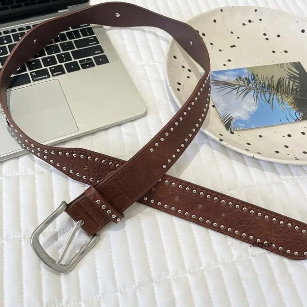 الرجعية ميلارد النساء برشام حزام خمر مشبك معدني واسعة الجلود حزام الجينز حزام Y2k الشرير نمط حزام السراويل اكسسوارات