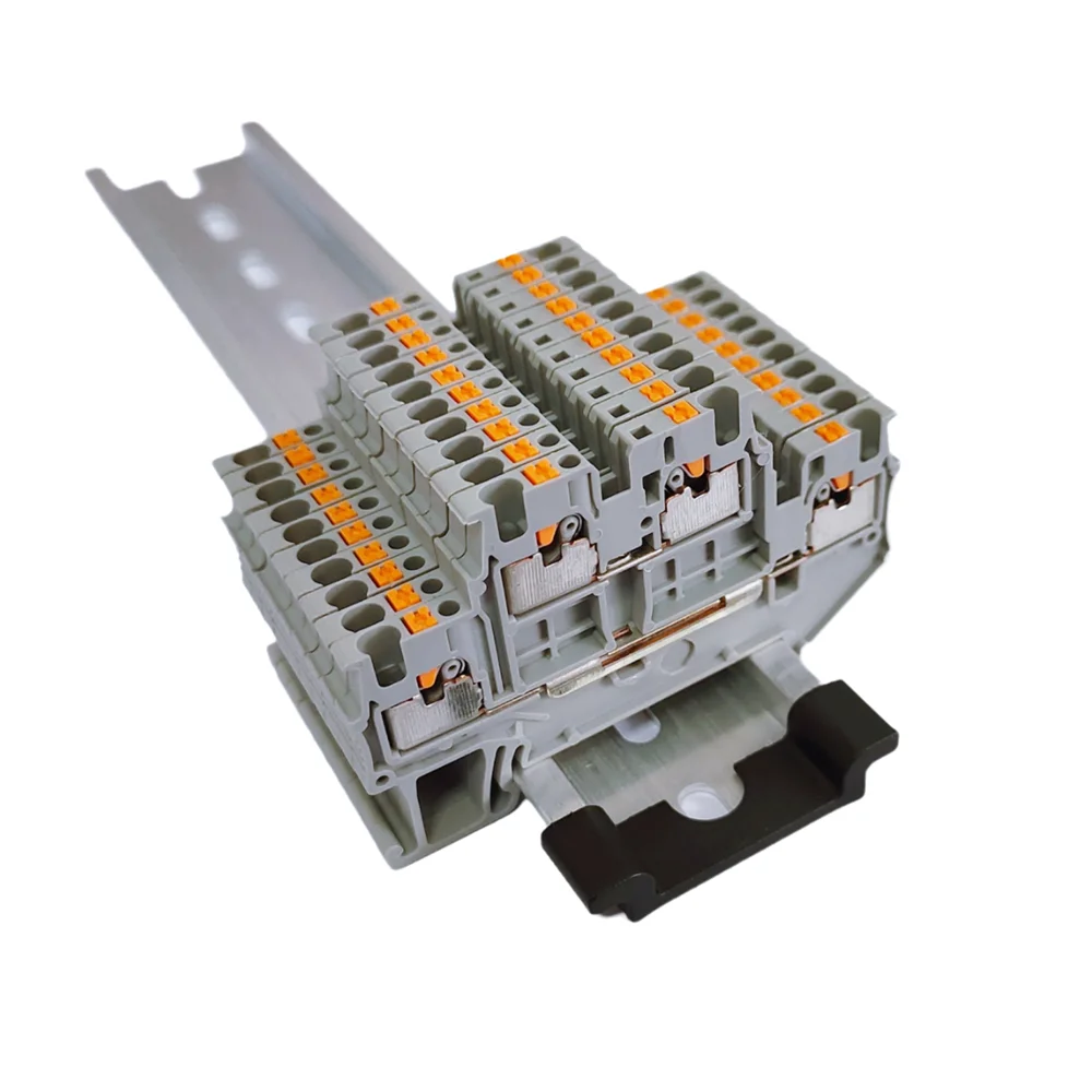 10pcs PTTB1.5 Din Rail Terminal Block PTTB-1.5 Electrical Connector 1.5mm Double Layer Spring Wiring Connection Wire Conductor