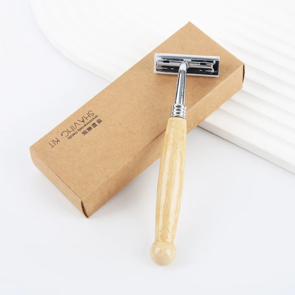 1/2PCS Bamboo Razor Bamboo Handle Men Vintage Manual Shaver Stainless Steel Blade Razor