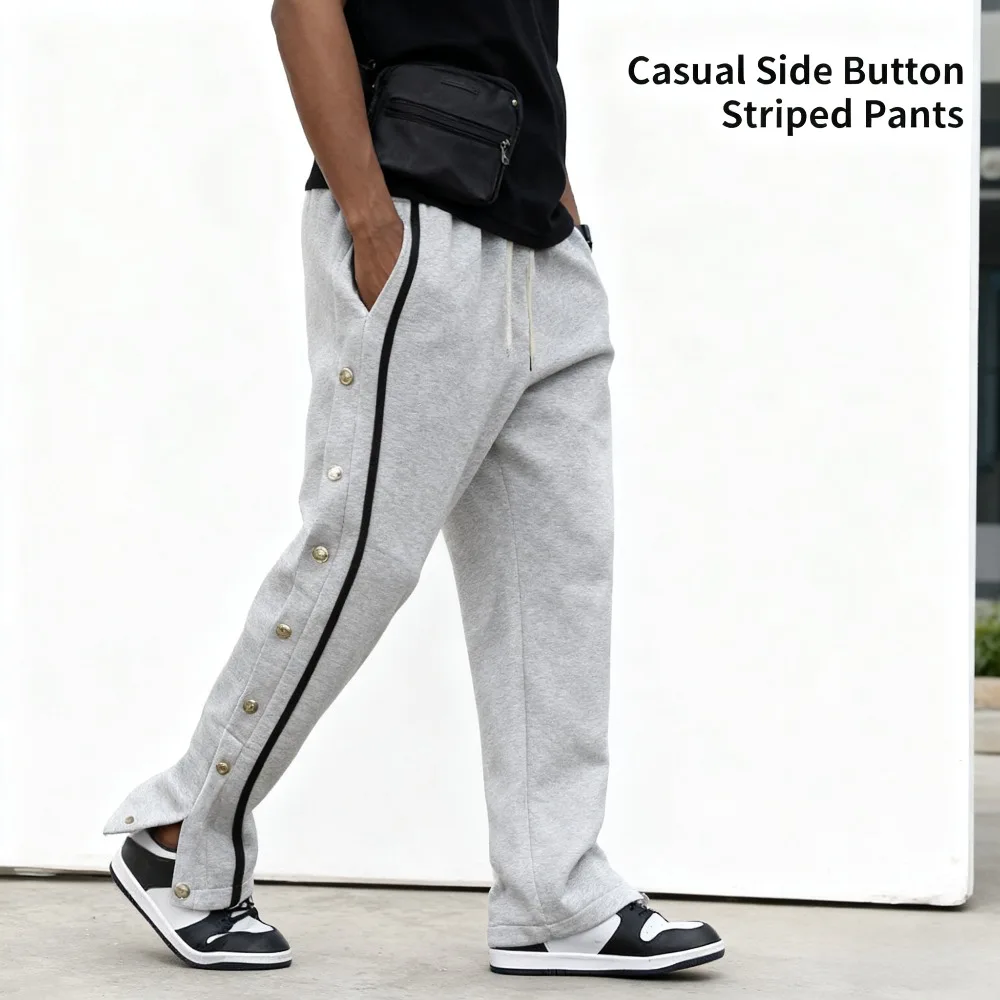 

Мужские осенние брюки свободного кроя с прямыми штанинами, на шнурке и пуговицах, повседневные