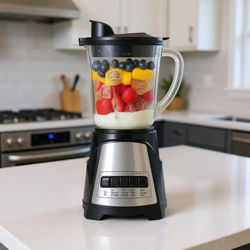 

Блендер Wave Action для смузи, стеклянная чаша 40 унций, 12 функций, измельчение льда, 700 Вт - черный