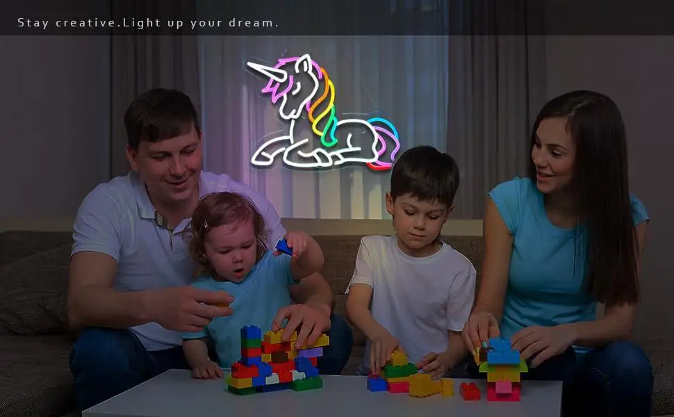 Unicorn Neon Sign Dimmable LED Lights For Girls Bedroom Lovely Interior Ornament Exquisite Birthday Gift For Kids Night Light
