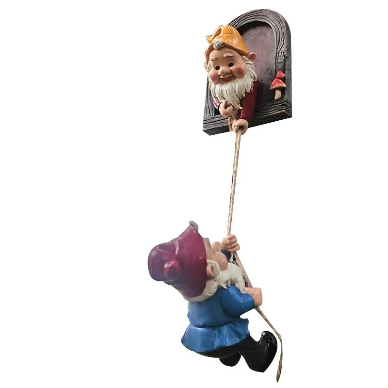 Resin Garden Gnome Climbing Rope Figurine, Outdoor Yard Patio Lawn Decorative Ornament for Garden