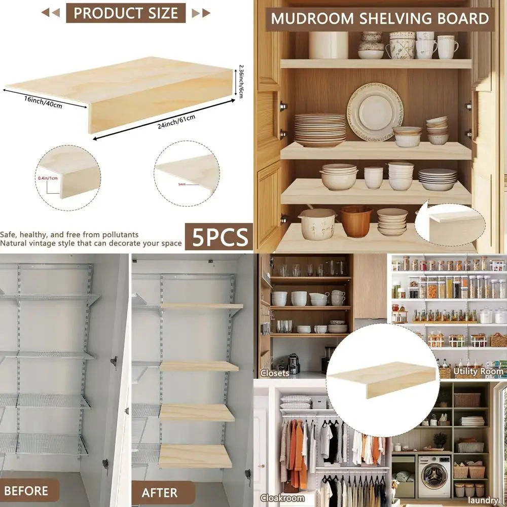 

Wooden Shelving Covers 24x16 Thick 0.25 for Wire Racks, Pantry Liners, and Home Storage