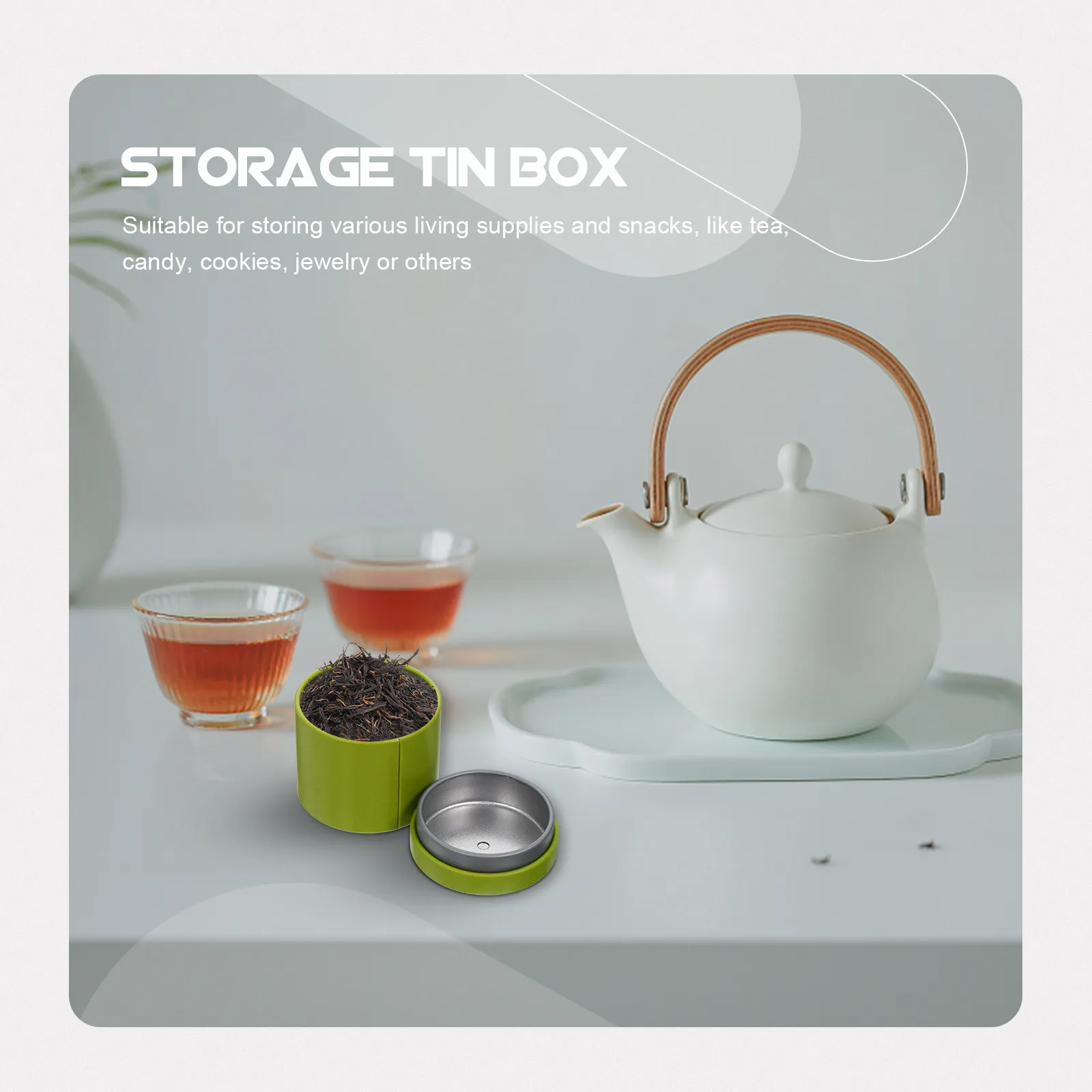 5Pcs Premium Tinplate Round Tea Jars Sturdy Storage Containers for Tea Candy Cookies Jewelry Gift Box Compact Space Saving