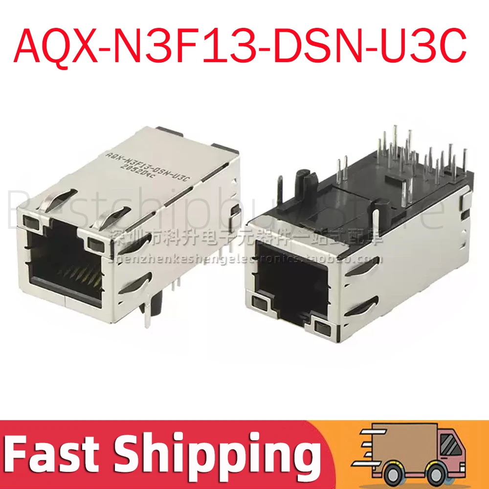 2pcs AQX-N3F13-DSN-U3C RJ45 10GBASE‑T Multi‑Gig RJ45 Modular Jack UPoE PoE+ Port Connector 12P8C Interface Tab‑Up with LED